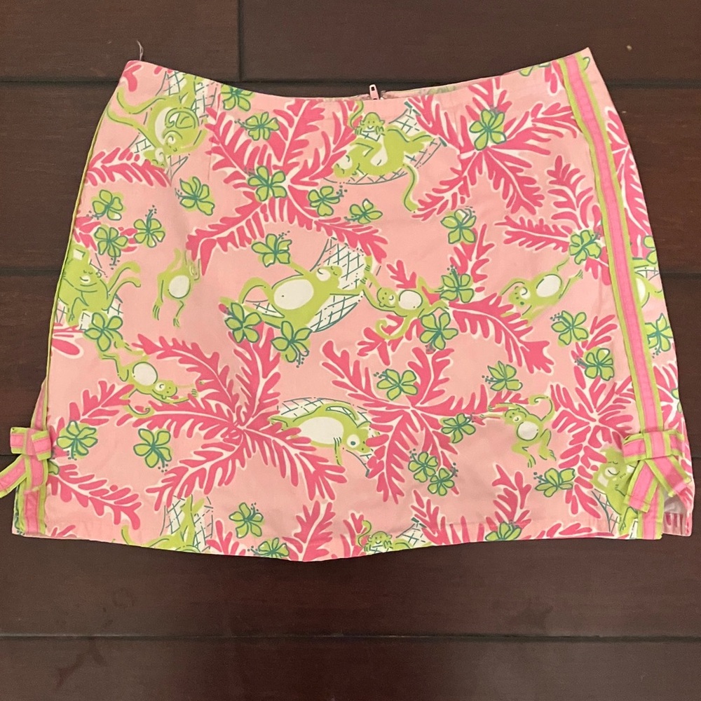 Lilly Pulitzer Pink and Green Tropical Pencil Skirt